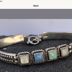 Vintage sterling silver 4 stone link bracelet L